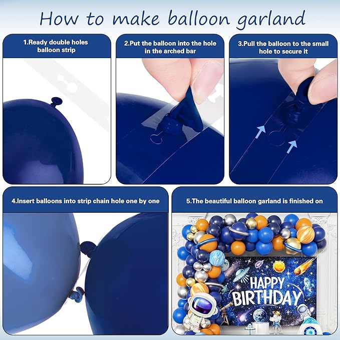 Outer Space Birthday Decorations for Boys,Party Decor Supplies Boy Including Happy Birthday Backdrop,Rocket Balloons Astronaut Foil Balloon