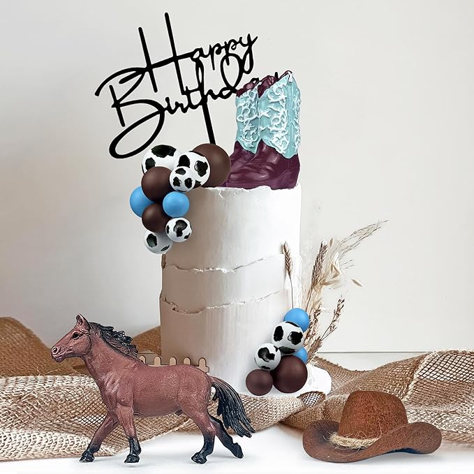 Cowboy Cake Decorations Cowboy Hat and Boot Cake Toppers Western Cowboy Cowgirl Birthday Baby Shower for Western Theme Party Favors Supplies (Blue)