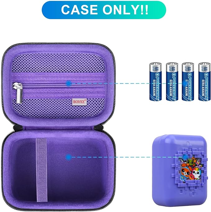 BOVKE Carrying Case for Bitzee Disney/Bitzee Magicals/Bitzee Interactive Toy Digital Pet and Case, Travel Holder Fits Bitzee Virtual Electronic Pets Kids Toys, Extra Space for Batteries, Purple