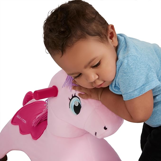 Radio Flyer Shimmer The Magic Unicorn Ride On, Ages 1-3, Interactive Lights & Sounds, Horn Lights Up While Riding, EZ-Glide 360-degree Wheels, Easy Grip Handles, Soft Plush Face, Toddler Ride On Toys