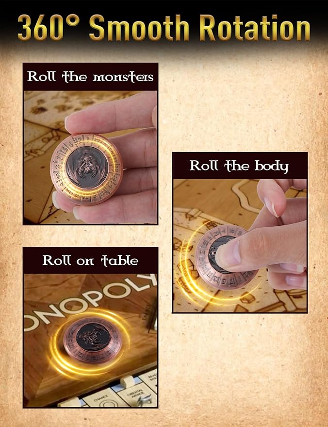 D&D Dice Set,7PCS Metal Dice for Dungeons and Dragons,Mini Dice Set with Pocket Watch Case,Role Playing Board Games Accessories (Dragon, Copper-F)
