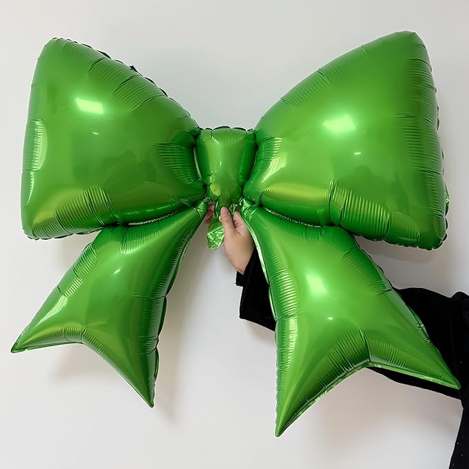 4Pcs Green Bow Balloons 38Inch/Witch Theme Party Spring Easter, St. Patrick's Day,Wedding, Picnic, Goose Baby Shower, Christma Grin*ch Festive Holiday, Emerald Green Foil Bow Balloons(Christmas Green)
