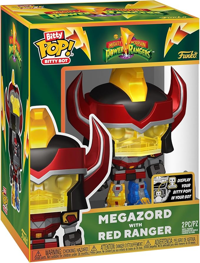 Funko Bitty Bots: Power Rangers - Megazord with Red Ranger - Bitty Pop - Power Rangers TV - 0.9 inch & 4.85 inch - Collectable - Gift Idea - Display Stand