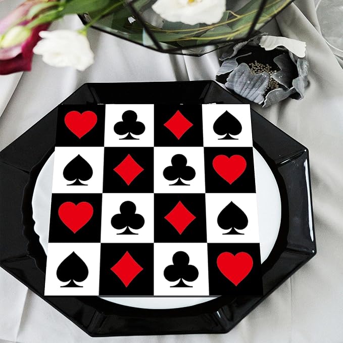 200Pcs Casino Poker Card Party Napkins Las Vegas Theme Party Paper Napkins Casino Poker Disposable Party Napkins Set Texas Holdem Paper Luncheon Napkins Casino Poker Card Theme Party Supplies