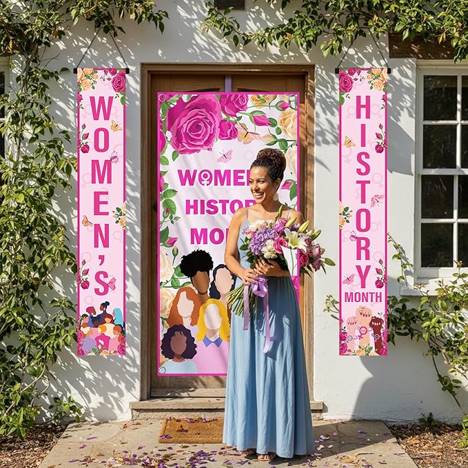 Women's History Month Decorations, National Women's Door Cover Banner Decoration for Home Party, Womens Rights Celebration Event Outdoor Party Decor Supplies for School Office Community