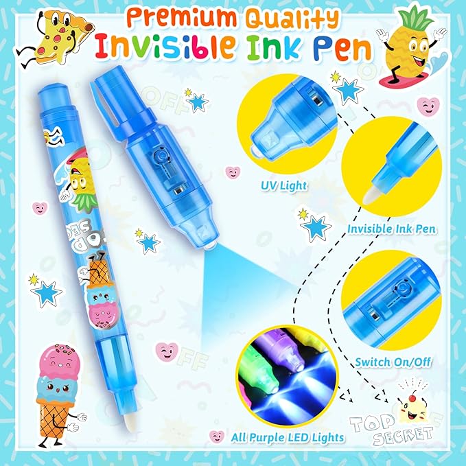 Joycover Invisible Ink Pen with UV Light for Kids, Party Favors for Kids 4-6 8-12, 12PCS Spy Pen Classroom Prizes School Supplies, Birthday Christmas Gift Toys Goody Bag Stuffers for Boys Girls