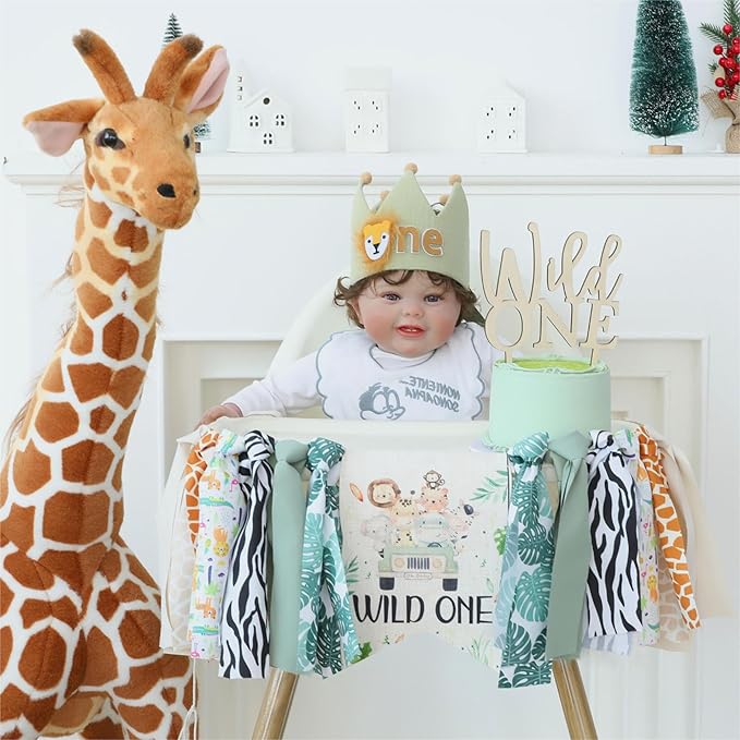 Wild One Birthday High Chair Banner Party Decoration For Boys Jungle Theme Decorative For Kids Bedroom