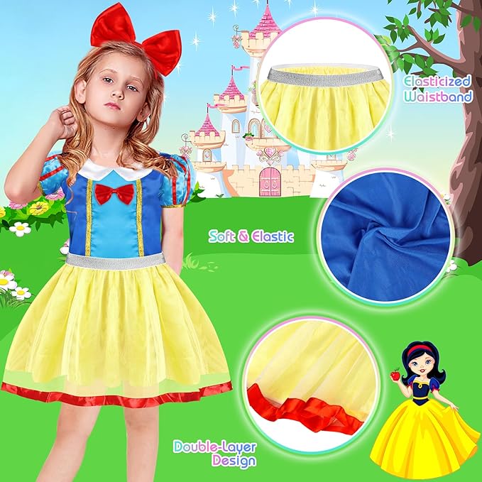 Princess Dress Up, Dress Up Clothes for Girls 3-6, Cosplay Princess Costume Gift Set with Princess Dresses and Princess Toys, Pretend Play Toddler Girl Toys, Halloween Christmas Birthday Gift