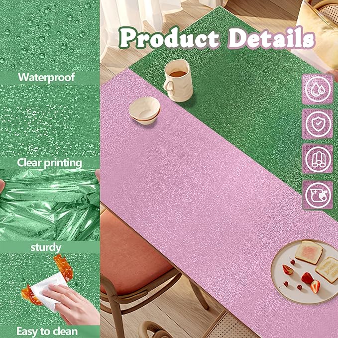 2 Pack Witch Holographic Tablecloth, Party Pink and Green for 54" x 108" Witch Princess Theme Decorations, Iridescent Metallic Plastic Glitt
