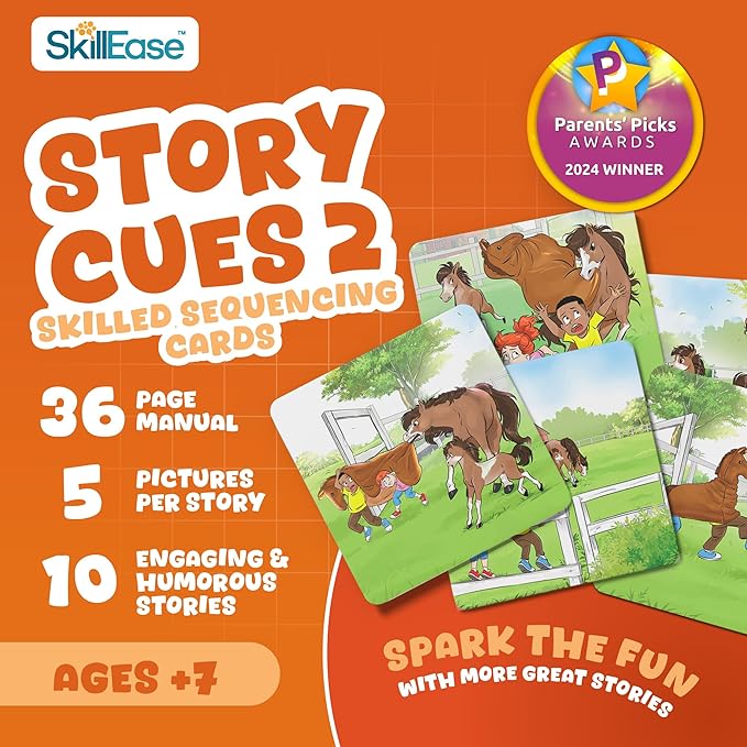 Story Cues 2 Skilled Sequencing Cards, Speech Therapy Materials, Social Skills Game, English Language Learners Games, Storytelling Cards, Sentence Building and Picture Cards