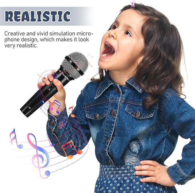 TOYANDONA Fake Microphone Prop for Kids - 6. 4" Plastic Microphone Pretend Play Mic Toy for Reporter Interview, Karaoke Stage Performance, Halloween Christmas Party Costume Favors