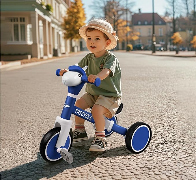 Toddler Balance Bike with Light & Music, Tricycle for Toddlers 1-5 Year Olds, Toddler Tricycle for Boys Girls, Kids Bicycle with Removable Pedal, Birthday Gifts for 1 2 3 4 5 Year