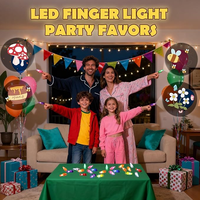 36 Pack Bear Party Favors LED Finger Lights for Kids, Birthday Goodie Bags, Honey Forest Glow in The Dark Bulk for Classroom Rewards, Party Supplies & Treasure Box Gifts