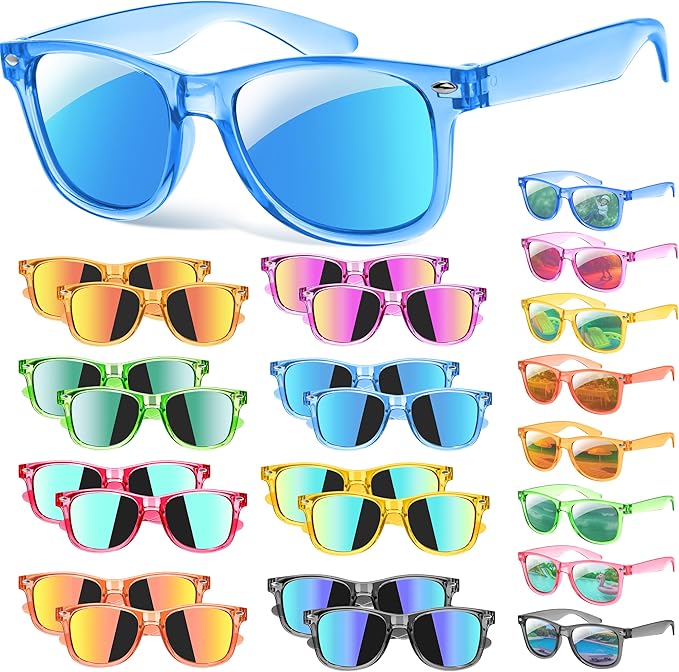 GIFTINBOX 16 Pack Kids Sunglasses, Great Gifts Party Favors For Kids 3-8, Translucent Sunglasses with UV400 Protection, Beach Pool Birthday Party Supplies