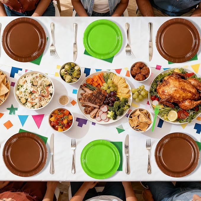 96Pcs Green and Brown Pixel Paper Plates Napkins and Forks Pixel Birthday Party Supplies Disposable Dessert Tableware Set for Video Game Party Decorations Serve 24