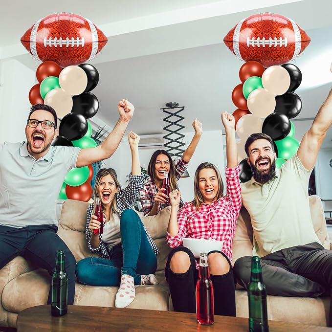 Kasyat 2 Sets Football Balloon Column Stand Kit Football Balloon Arch Garland with Adjustable Stands Tower Kit 100 Latex Balloons Foil Balloons for Game Sports Birthday Party Decorations