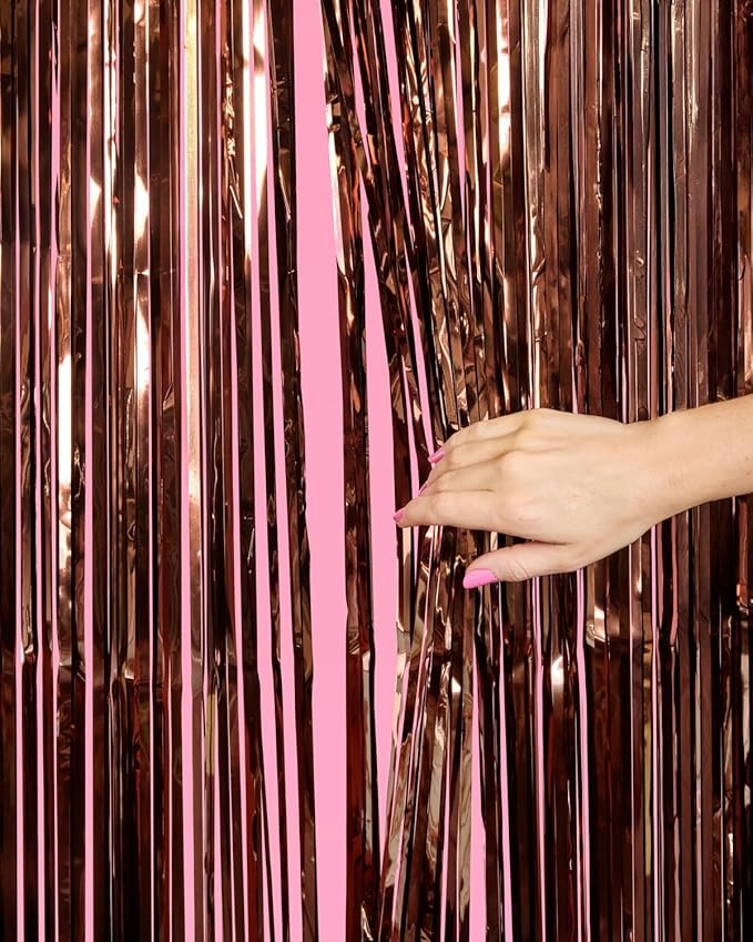 xo, Fetti Brown Party Curtain - Set of 2 | Espresso Martini Fringe, Bachelorette Decorations, Cute Birthday Photo Booth, Party Backdrop, Bday Supplies