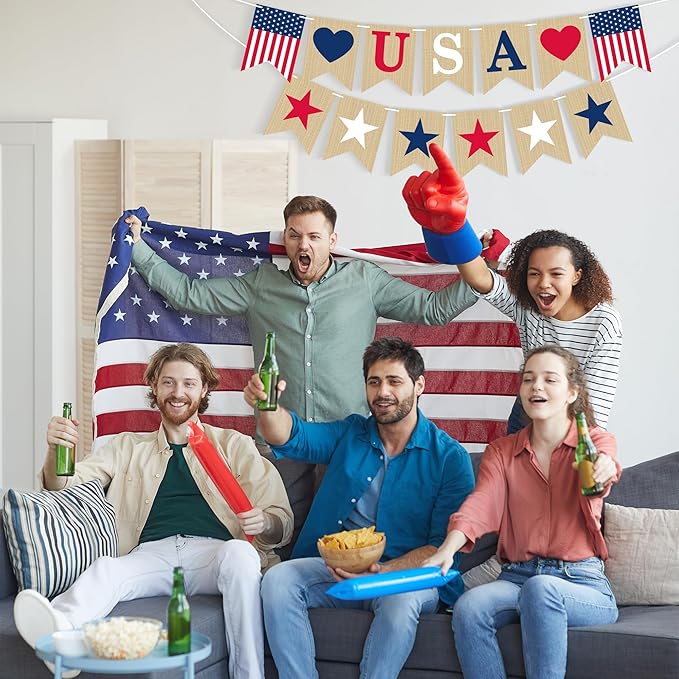 OHOME 4th of July Decorations - 4th of July Banner for Veterans Day | Fourth of July Decor Indoor Outdoor Outside - July 4th Garland Accessories Party Favors Supplies Wreath for Window Wall Door