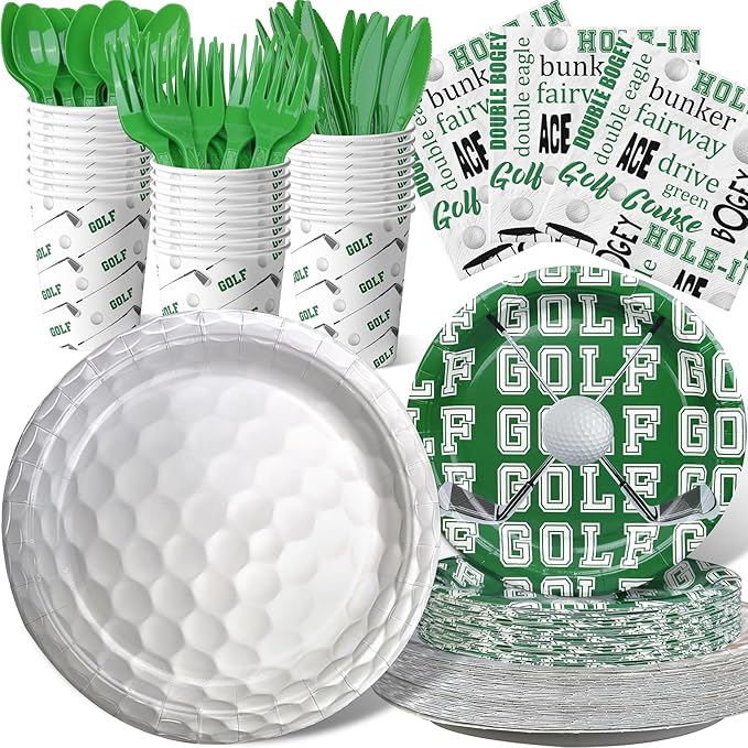 Golf Party Decorations Set - Golf Party Plates, Cups, Napkins, and Cutlery for a Captivating Celebration - Disposable and Stylish Golf Party Supplies for Birthdays and Events