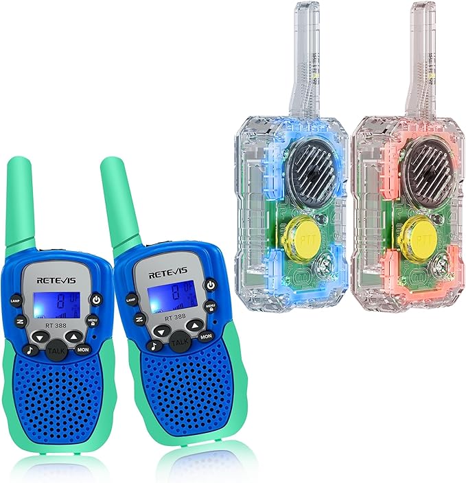 Retevis RT388 Kids Walkie Talkies Gifts for Family Games Outdoor Bundle with EZTalk 80 Walkie Talkies for Kids, Science STEM Kits DIY Toys for Boys Girls Ages 6-12 Stocking Stuffers