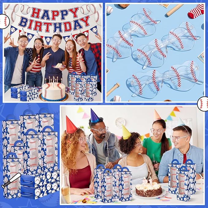 32 Pieces Baseball Party Favor Set with Sunglasses and Party Boxes Baseball Themed Gifts for Team Celebrations Birthday Tournaments and Sports Events