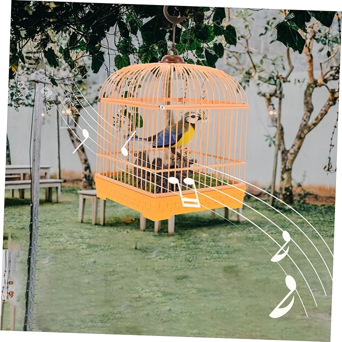 Electric Chirping Bird Toy Cage Sound Activated Interactive Motion Realistic Chirping Sounds Compact Design for Boys and Girls Adults Decorative Birdcage Toy