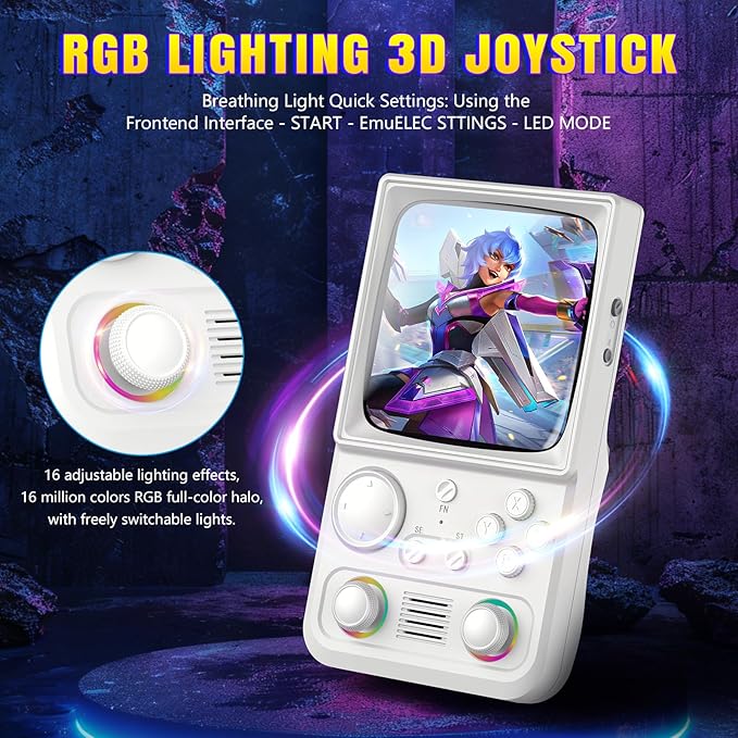 R36TMAX Upgraded Retro Handheld Game Console with 4000mAh Battery, 4.0'' IPS Screen, Retro Gaming Console with Portable Case, Supports WiFi Networked Fighting and OTG (128GB White)