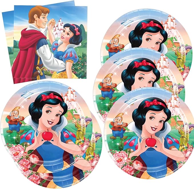 40pcs Snow White Birthday Party Decoration include Napkins,Plates, for Snow White Birthday party Supplies