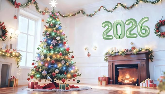 Sage Green 2026 Number Balloon, 2026 Foil Balloon Green 40 Inch, Balloons for New Years Eve Party Supplies, Sage Green Graduation Party Decorations