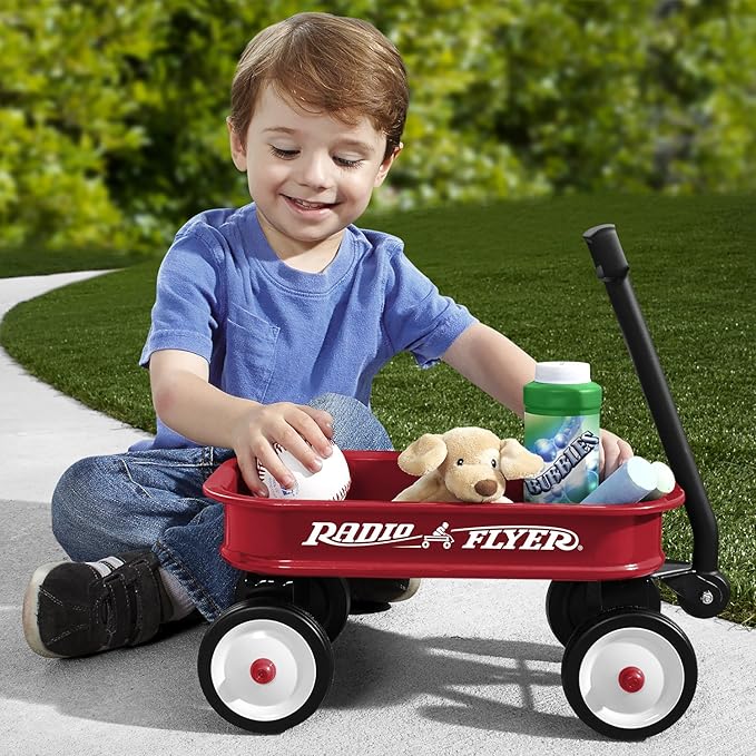 Radio Flyer Mini Classic Red Wagon for Kids, 12.5" Toy Wagon For Kids Aged 1.5+, Play-Size Version of the Classic, Durable Rolling Wheels & Steel Body, Working Handle, For Toys, Crafts & Gift Displays