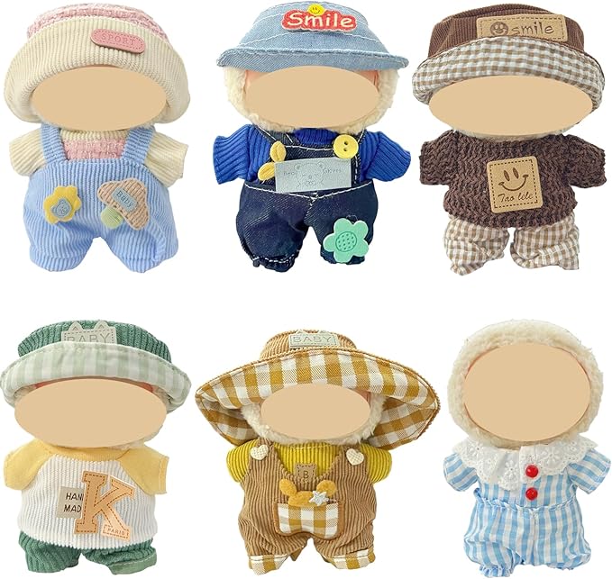 Clothes for Doll, 6 Pack Doll Outfits for 17cm Doll, Perfect for Play and Display, Accessories for Doll's Collectors, (No Dolls) (Set 4)
