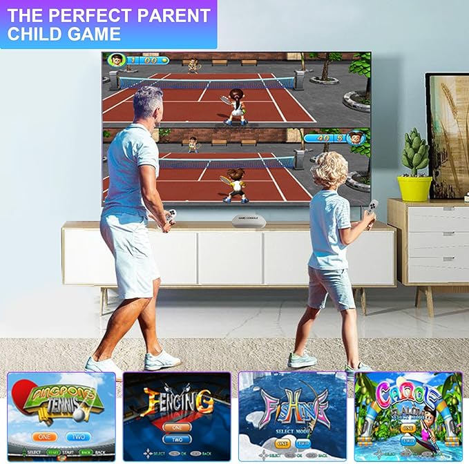 Video Game Console with 100+ Games, Handheld Video Game Console for Kids, Plug and Play Video Games for TV, Shooting Games,Game Gun with 2 GameController, Xmas Birthday Toy Gift for Boys Girls Age 3 +