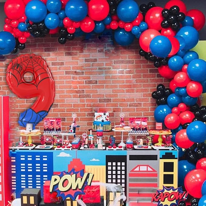 40 Inch Giant Spider Theme Number Foil Balloons - Large Number 9 Balloons for Kids' Birthday Anniversary Party Decorations Supplies (Numbers 0-9 Available)