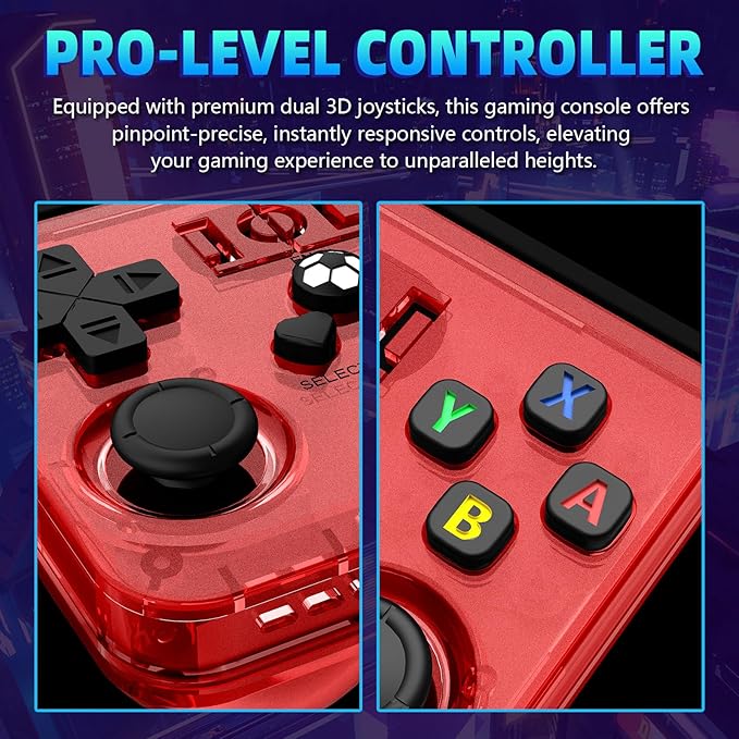 R36MAX Retro Gaming Console, 4.0 Inch Handheld Game Console with 64GB Classic Video Games Inchluded,Support 30+ Simulators,Hand Held Game Console for Christmas (Red)