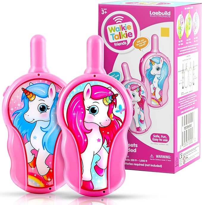Unicorn Walkie Talkies for Kids Girls, 2 Pack Two Way Radio, Long Range Toddler Toys, Birthday for 3-8 Year Old Girls