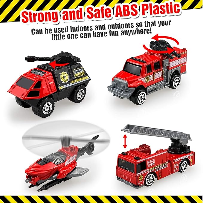 6 Pack Diecast Fire Trucks for Toddlers 3-5, Alloy Metal Fire Truck Toy for Boys 3 4 5 6 7 Years Old, Mini Fire Engine Car Toys City Emergency Vehicles for Kids Boys Girls Birthday Easter Gifts