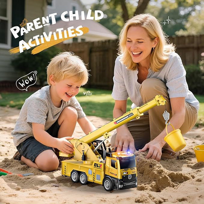 4 Pcs Alloy Construction Truck Toys for 2 3 4 5 Year Old Boys, 9" Construction Vehicles with Light & Sound, Truck Toys for 1 2 3 Year Old Boys, Ideas 2 3 4 5 Year Old Boy Birthday Gifts