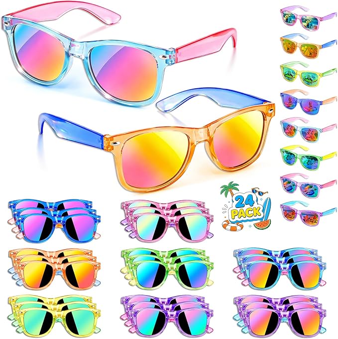 Kids Sunglasses Bulk Party Favors, Sunglasses for Kids with UV 400 Protection, Neon Sunglasses for Boys and Girls, Party Favor, Birthday Classroom Goodie Bags Party Supplies