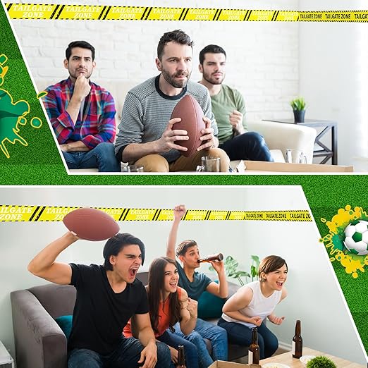Nuanchu 2 Rolls 3'' x 98 Feet Tailgate Zone Caution Tape Football Party Decorations Football Tailgate Party Banner Supplies Favors for Sports Theme Birthday Bowl Parties(no Stickiness)