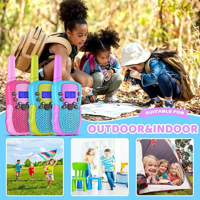 Selieve Walkie Talkies for Kids 3 Pack, Toys for 3-12 Year Old Boys or Girls, 3 KM Range Indoor Outdoor Activity Stem Toys, Gifts for 5-8 Year Old Boys and Girls