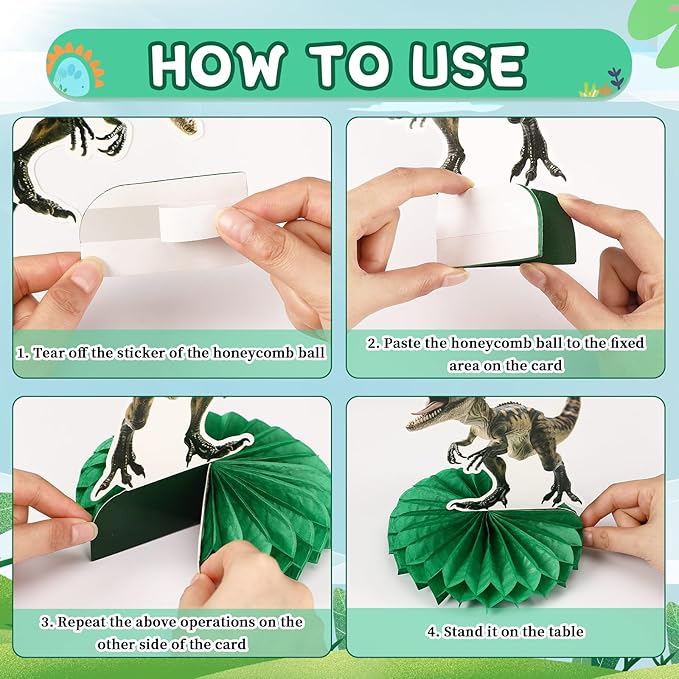 10 Pcs Dinosaur Party Decorations, Dinosaur Birthday Decorations Dinosaur Centerpieces for Birthday Party 3D Dino Honeycomb Table Decorations Jungle Animal Theme Table Decor For Boys Girls