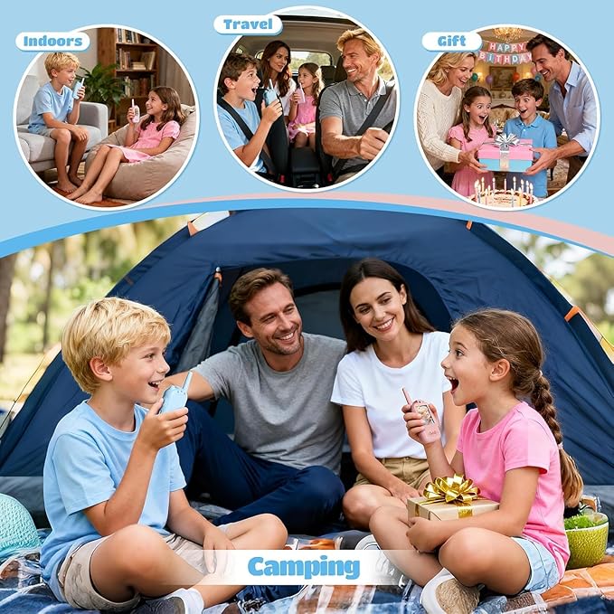 Kids Video Walkie Talkies 2 Pack, Rechargeable Long Range Two-Way Radios, Outdoor Indoor Toys for Boys Girls Ages 3-12, Perfect Birthday & Camping Gifts