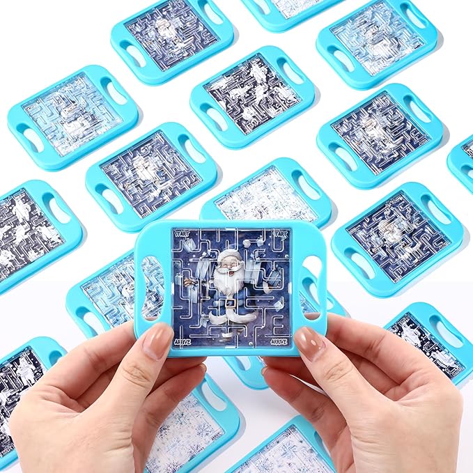 36 Pcs Mini Maze Puzzle Bulk for Kids Small Maze Cubes Game Educational Handheld Puzzle Travel Games Classroom Exchange Gifts for Students Adult(Winter)