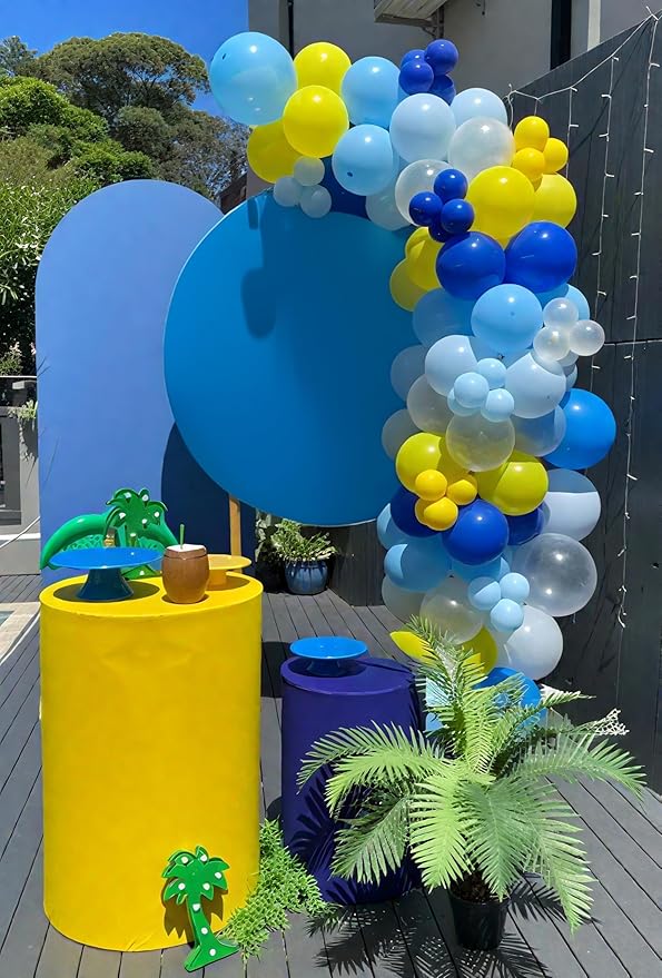 Yellow Blue Clear Balloon, 60 Pcs 12 Inches Metallic Blue Balloons for Underwater Theme Party Decorations Birthday Balloons Baby Shower Engagement Party Supplies