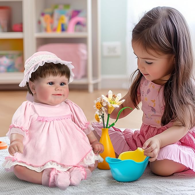 Ktaxon Reborn Baby Doll with 2 Set Clothes, 20-Inch Soft Cloth Body Realistic Baby Doll with All Accessories, Newborn Baby Dolls for 3+ Year Old Girls & Boy (Pink)