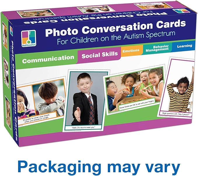 Key Education Photo Conversation Cards—Social Emotional Flash Cards For Children With Autism and Aspergers, Behavioral and Communication Skills Practice, Educational Games for Kindergarten+ (90 pc)
