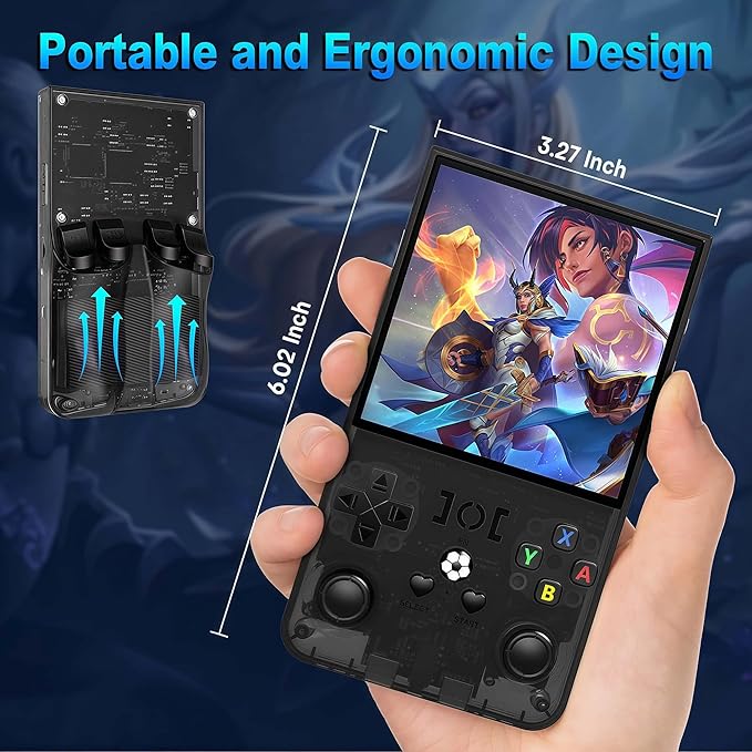 R36MAX Retro Handheld Game Console with Gift Card & Premium Bag, 4.0 Inch IPS Screen, 21,000+ Classic Game, Portable Linux System, 4000mAh Battery Retro Gaming Console (Black Set)