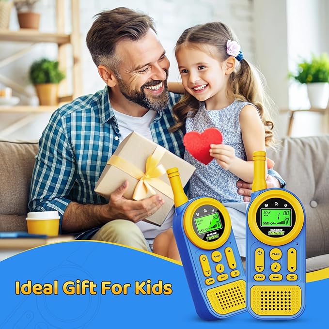 Walkie Talkies for Kids 2 Pack: 22 Channels 2 Way Radio Toys for 3-12 Year Old - VOX LED 3 Miles Long Range - Camping Hiking Birthday Boys Girls Blue