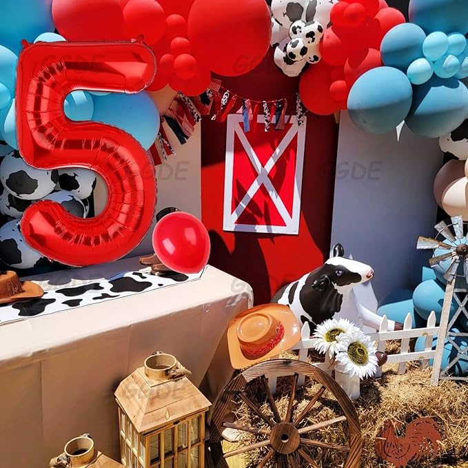 40 Inch 5 Red Number Balloons Mylar Foil Helium Digital Balloons Baby Shower 5st Birthday Party Decor Supplies