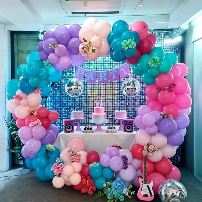 Pink Blue Purple Balloons, 50Pcs 12 Inches Hot Pink Retro Purple Blue Balloons for Girls Birthday Magic Theme Party Decorations Baby Shower Engagement Backdrop Party Supplies
